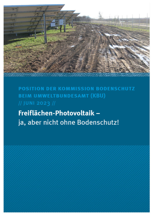 Cover des Kommissionspapiers Freiflächen-Photovoltaik- ja, aber nicht ohne Bodenschutz 
